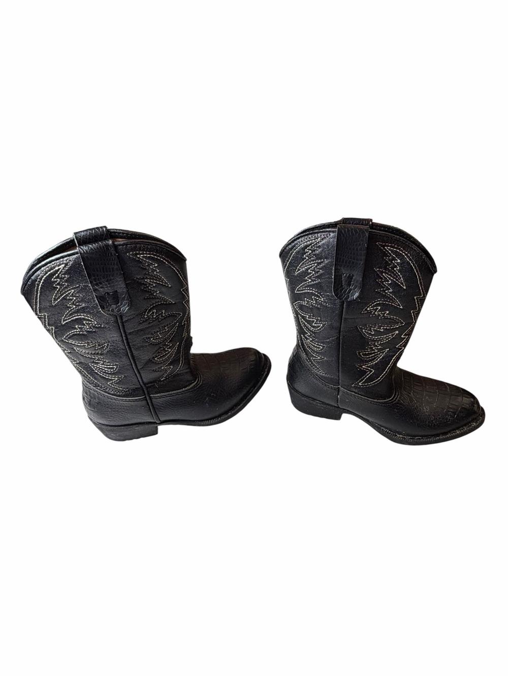 smartfit Black Leather Cowboy Boots with Cream Interior - Picture 3 of 7
